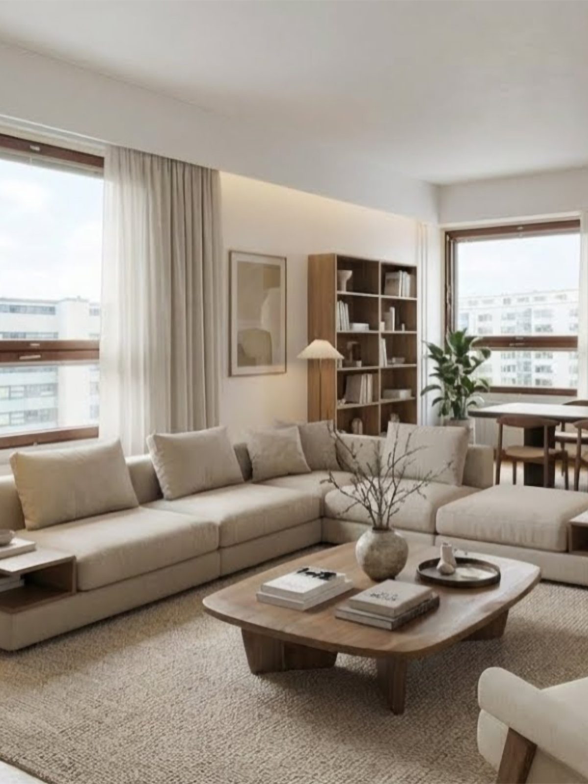 Virtually staged living room prepared for a property listing